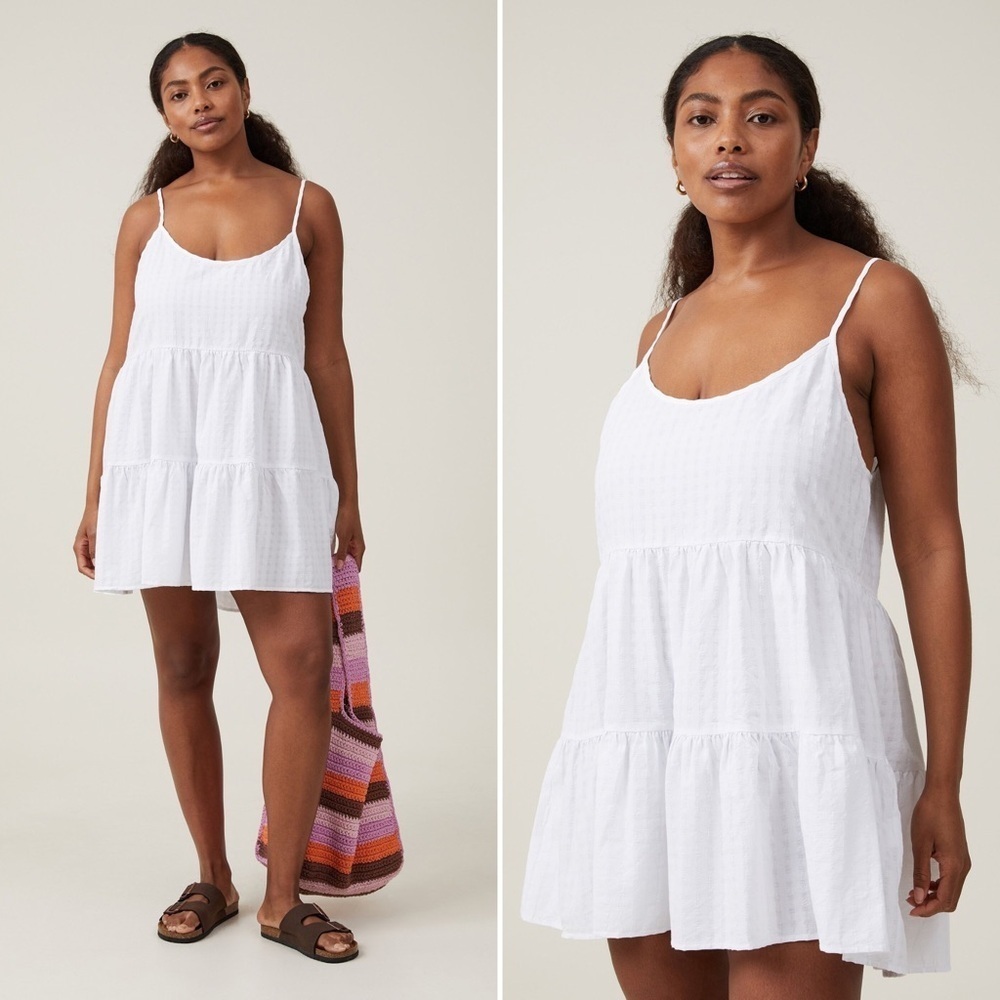 Arizona Jean Company White Tiered Mini Dress Women’s Size XL